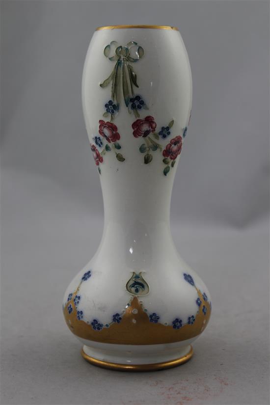 A William Moorcroft 18th century pattern double gourd shaped vase, early 20th century, 17.5cm., rim chip